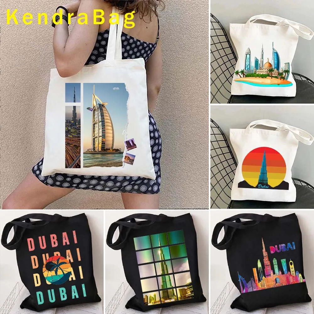 

Aesthetic Coat of Arms UAE Burj Khalifa Dubai United Arab Emirates TOUR Letter Travel Skyline Heart Map Tote Bag Shopper Handbag