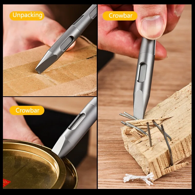 145mmTitanium Alloy Crowbar Portable Keychain Pen Shape Bottle Opener Pry Bar Window Breaker Unpacking Multifunctional  EDC Tool