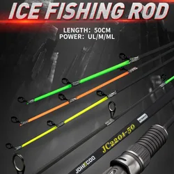 Winter Ice Fishing Rod With Flat Soft Tip Spinning Retractable Fishing Rod Ice Fishing Pen Pole Fiber Glass Tip with Cork Handle