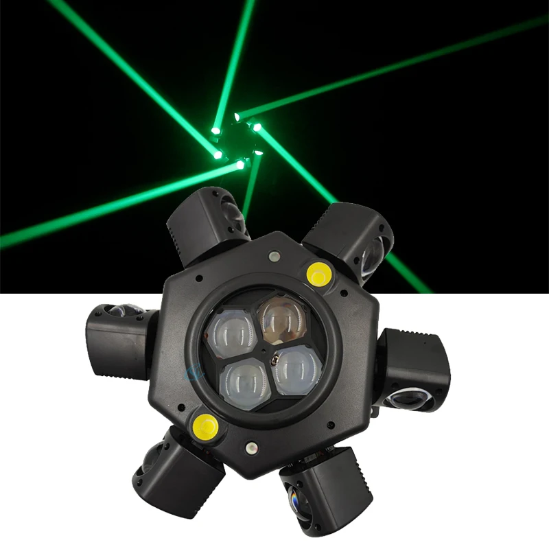 Newest Stage 150W Bee Eyed Six Armed Beam Disco Moving Head Lights RG Laser Strobe Light DMX512 For Party Bar