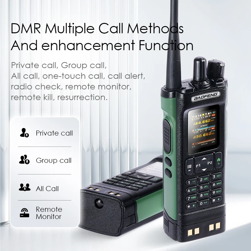 

Цифровая рация BAOFENG DM-32 UV DMR, 8 Вт, дальнего радиуса действия, с GPS, двухдиапазонная, IP55 водонепроницаемая, 4000 каналов, 2100 мАч