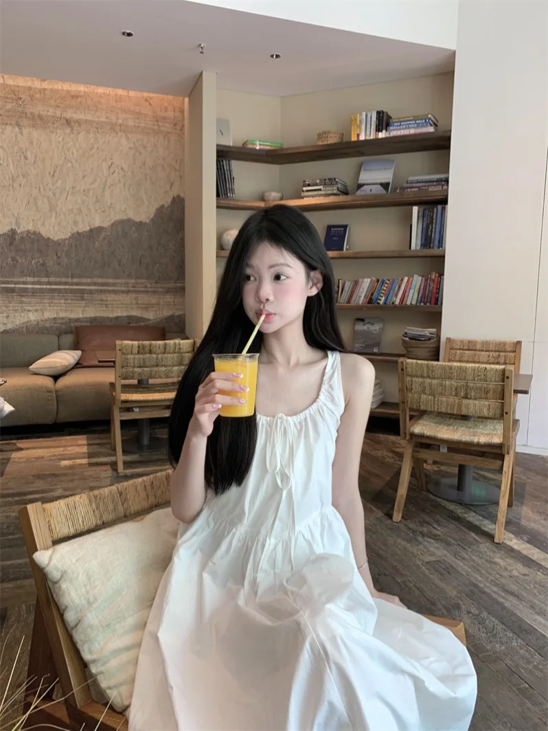 Sweetwhite 탱크 드레스 여성 여름 신작 2024 이니셔션 작은 흰색 롱 드레스 하이 엔드 느낌 롱 스커트 화이트