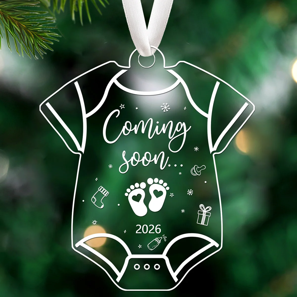 1 Buah Dekorasi Perayaan 2026 - Ornamen Pengumuman Kehamilan 'Segera Datang' dengan Hati, Dekorasi Gantung untuk Pohon Natal