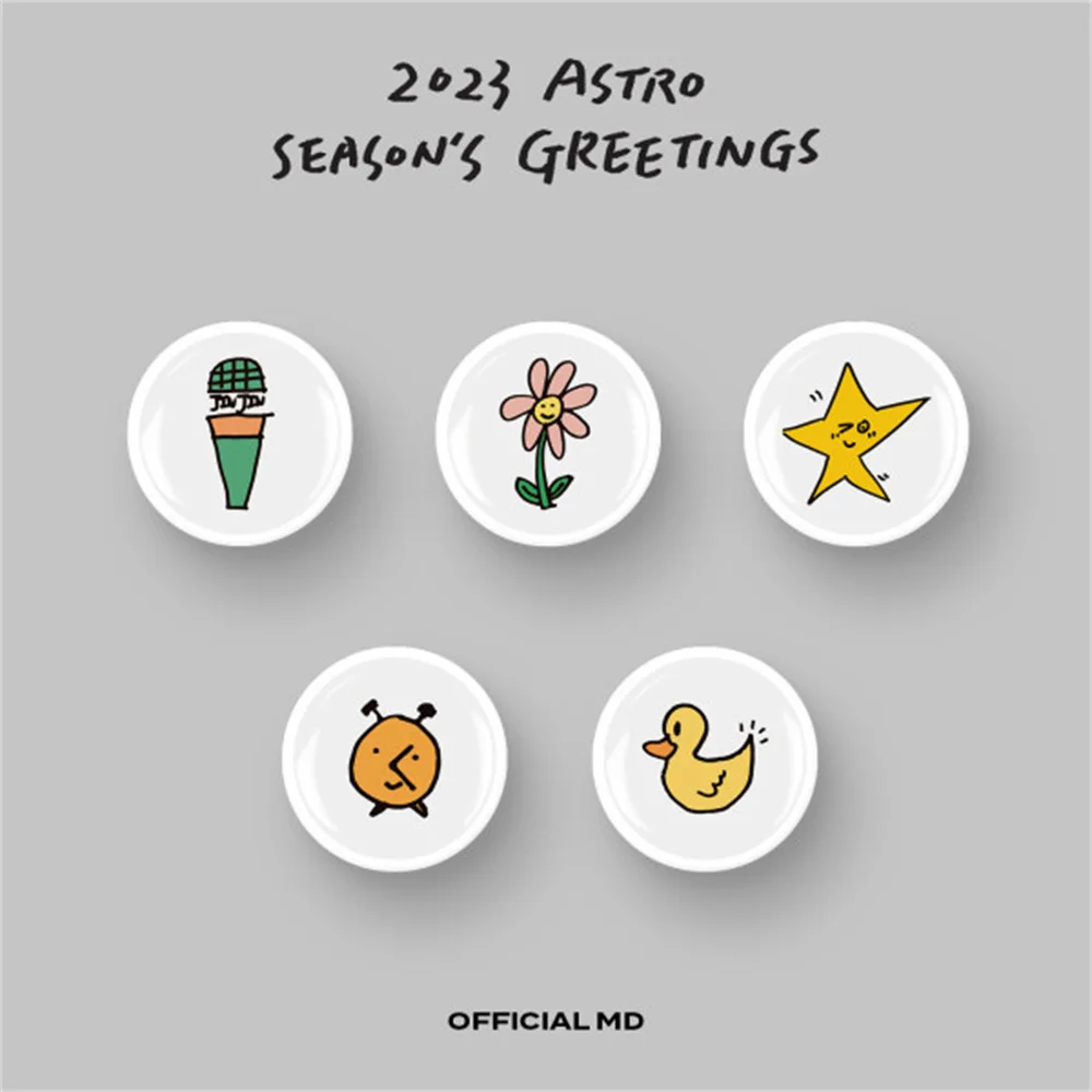 

KPOP ASTRO 2023 SEASON GREETINGS Round Mobile Phone Holder Cartoon Pattern Foldable Extension Stand EUNWOO ROCKY Fans Gifts