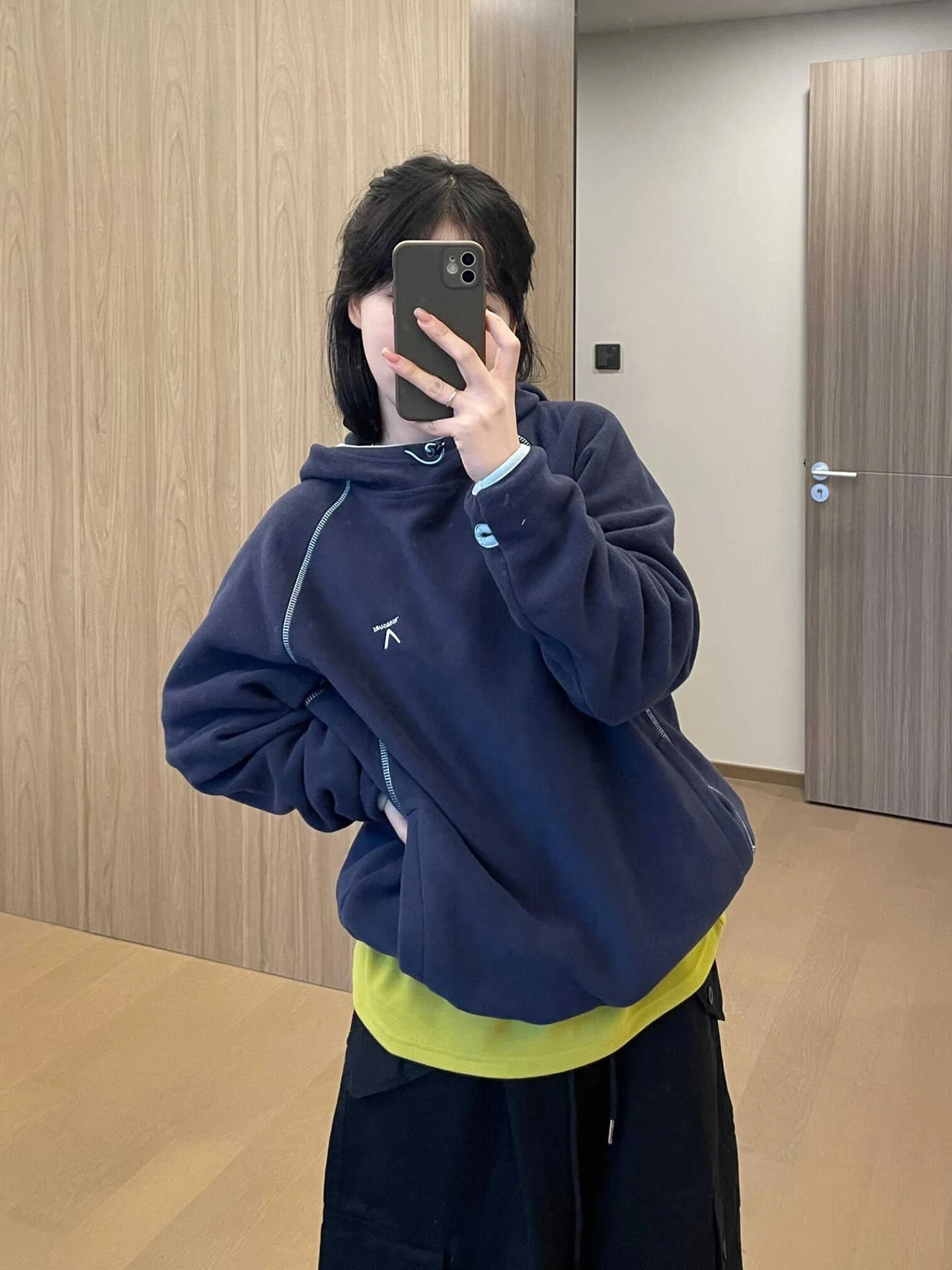 

Outdoor Thiened Fce Hooded down Jaet ex Autumn Winter Warm Lazy Sle Color Blo Fce Sweatirt Youth Faion