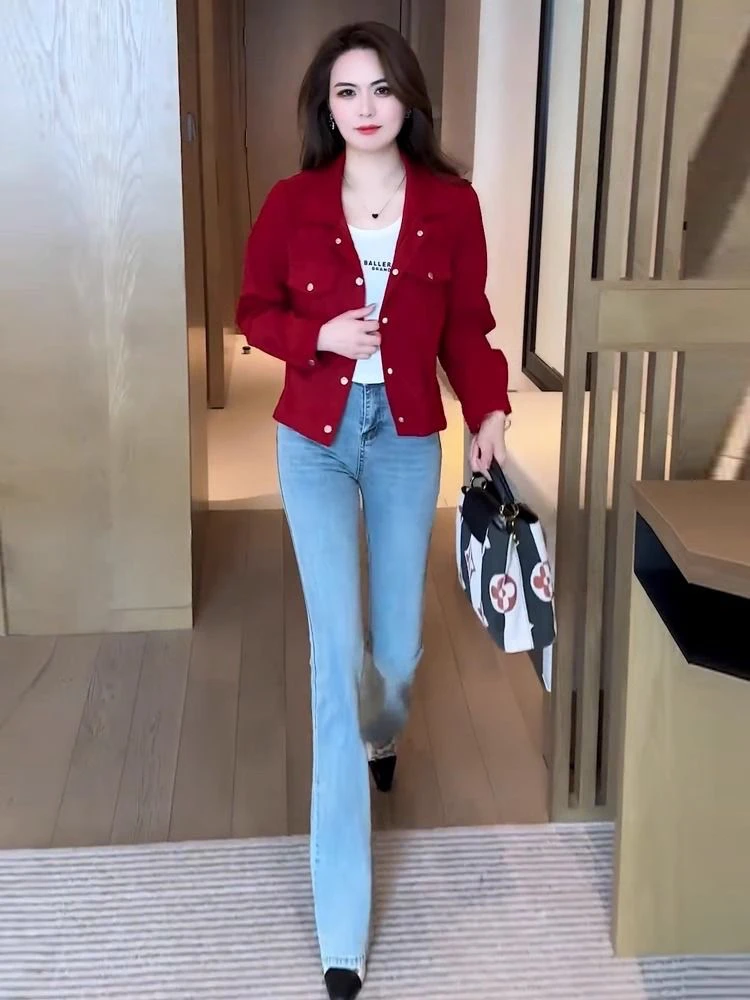 Fashionable Short Outerwear Women's Spring New Loose Slimming Thin Cardigan Korean Style round Neck Button up Coat
