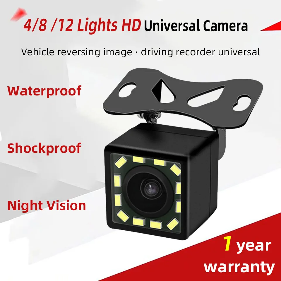 Yangood HD Car Rearview Camera Wide Angle Waterproof Backup ReverseCamera 4/8/12 LED Night Vision Parking Vehicle Video Camera