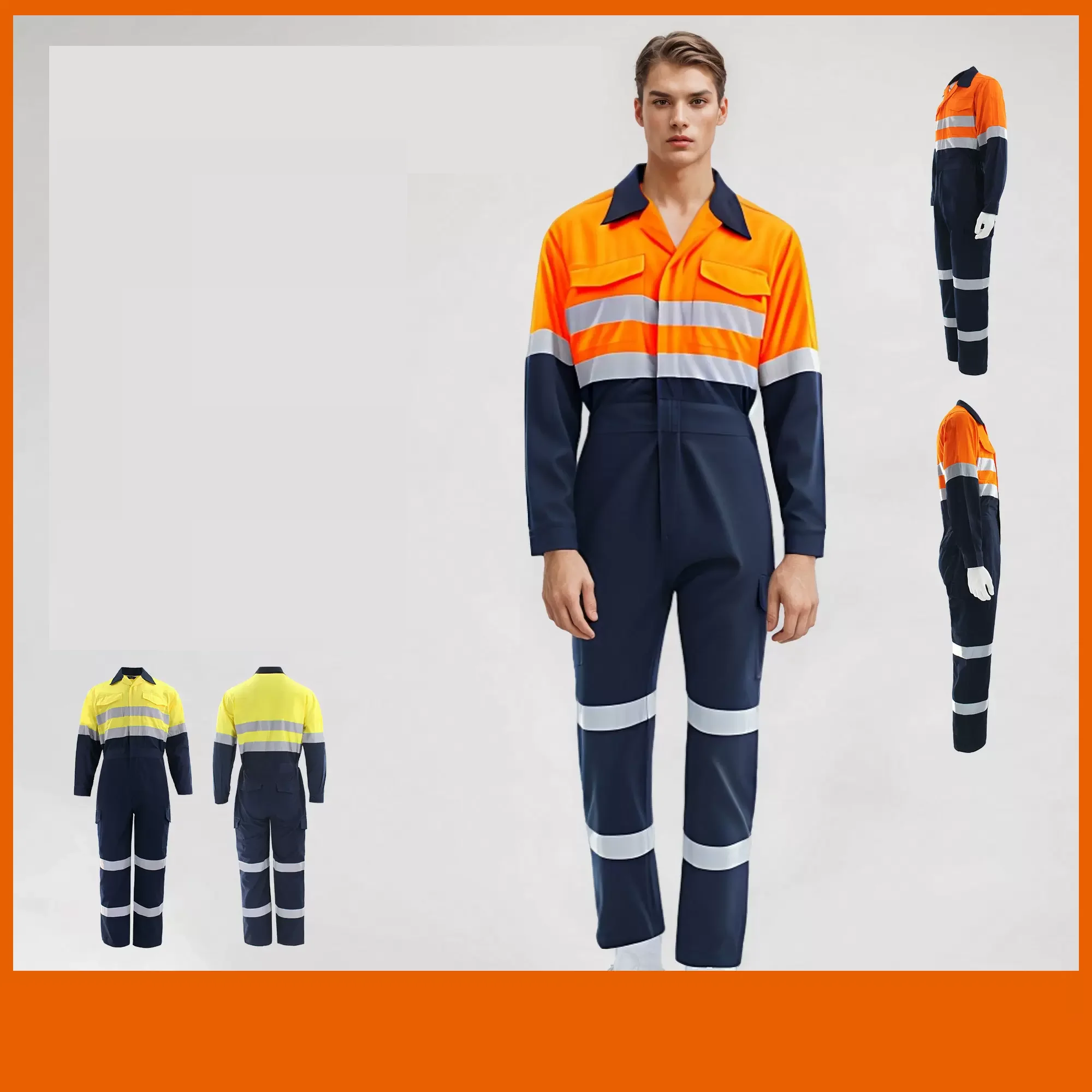 100% cotton working overalls hi vis safety Work clothing reflective stripes factory workshop mechanics coveralls coal miner Suit