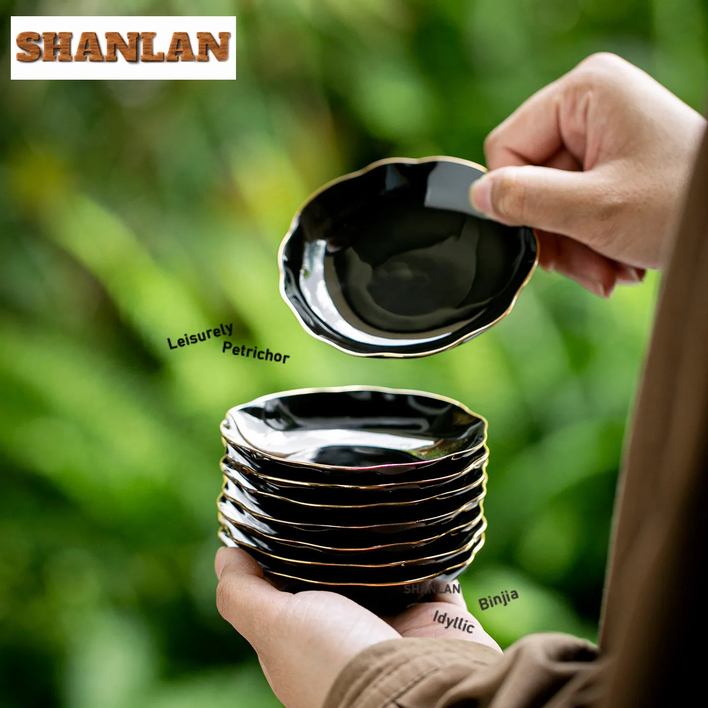 

2pc/lot Black Gold Ceramic Coasters Creative Stand For Mugs For Coffee Cups Saucer Heat Insulation Placemats Teacup Base Teaset