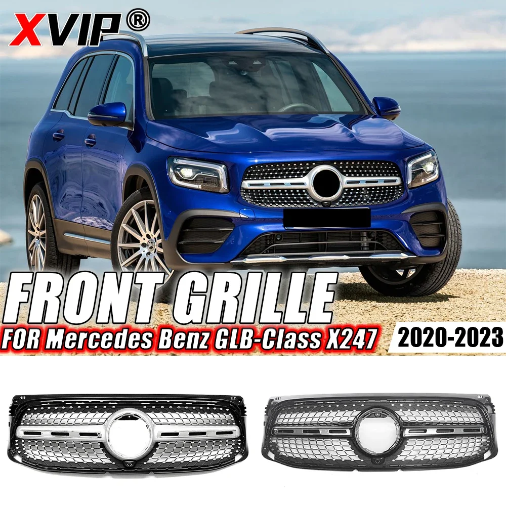 XVIP Chrome Black Diamonds Style Racing Grille For Mercedes Benz GLB-Class X247 GLB250 GLB200 2020-2023 GTR Style Bumper Grilles