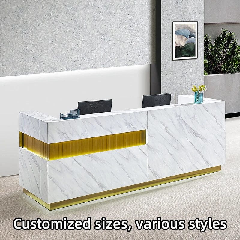 Comptoir de réception minimaliste moderne, mobilier de bureau réglable pour hôtels, Salons de beauté et bureaux, matériau en pierre, 1021