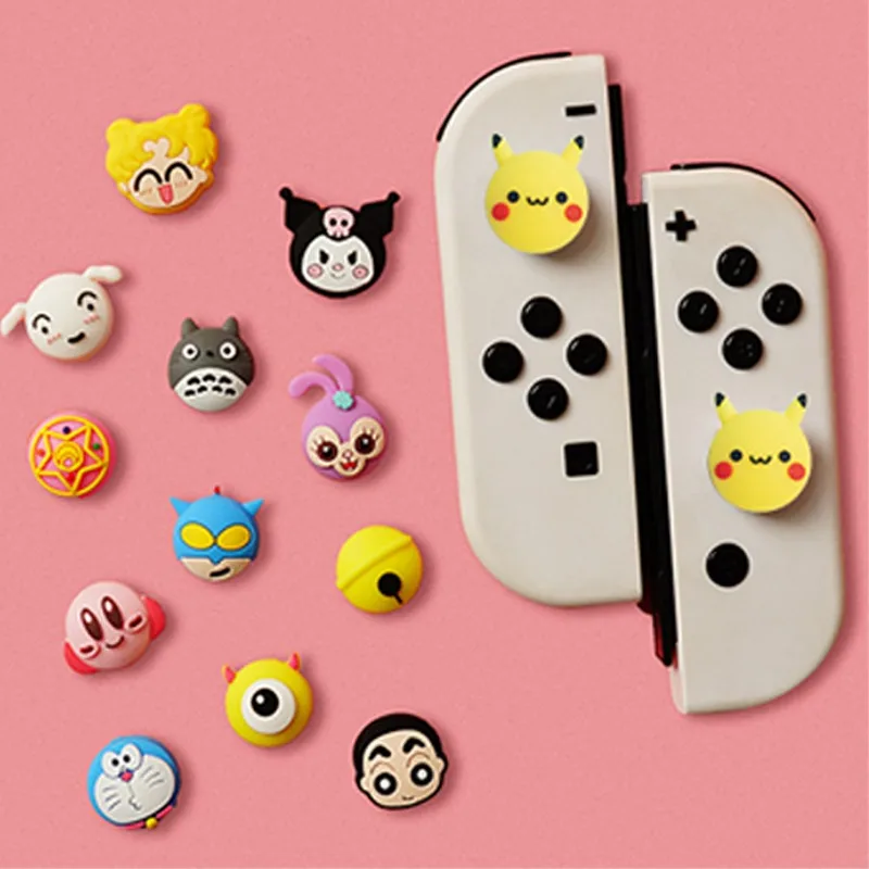 4pcs Pokemon Pikachu Soft Silicone Thumb Handle Hat Cute Anime Character Suitable for Switch/ns Joystick Protective Cover Button