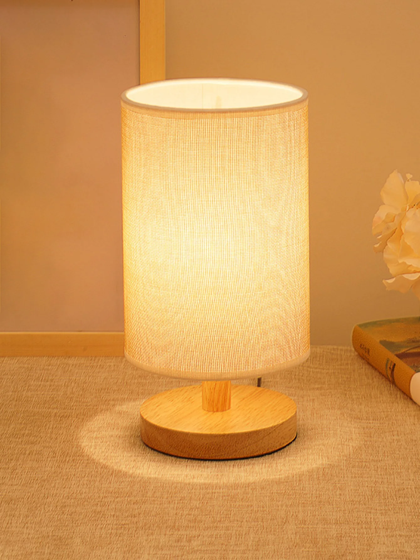 New Nordic Wooden Decorative LED Table Lamp Linen Lamp Bedside Desk Lamp Shade USB Power Remote Control Dimmable Night Light