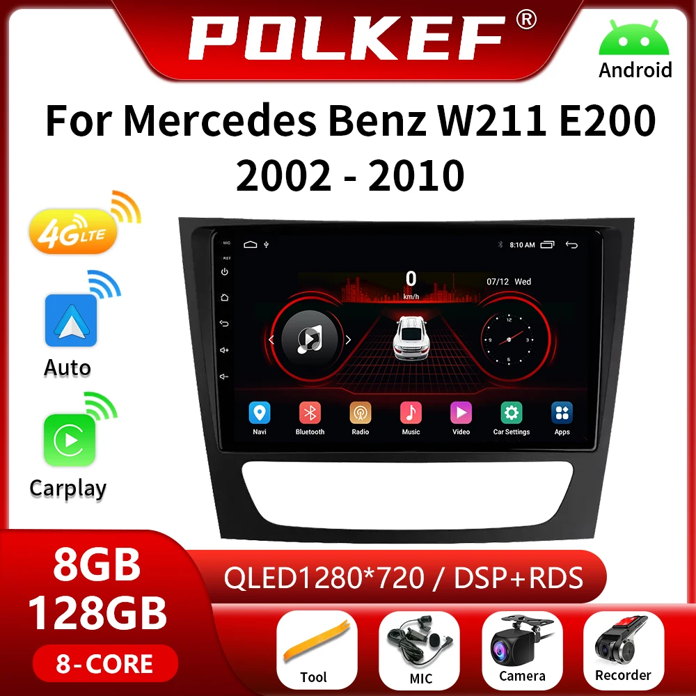 

4G Carplay Android 13 For Mercedes Benz E-class W211 E200 E220 E300 E350 E240 E270 E280 CLS CLASS W219 Car Radio Stereo GPS 2Din