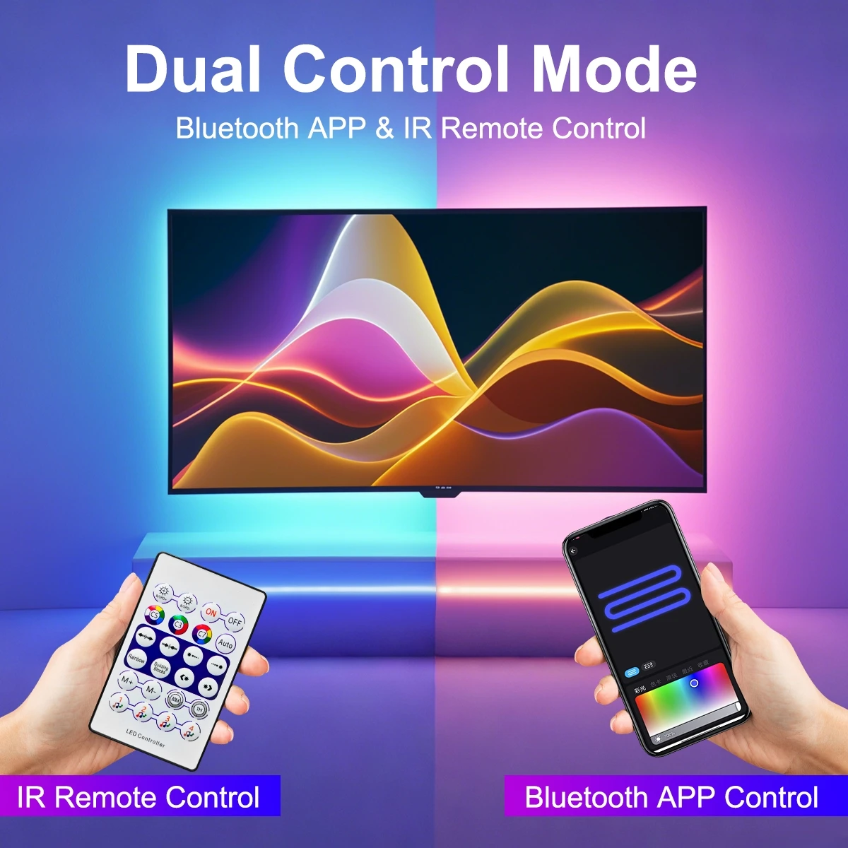 RGBIC Smart WIFI USB Neon LED Strip Lights مع مزامنة الموسيقى وتأثيرات المطارد، التحكم الصوتي Alexa/Google، للديكور الداخلي والخارجي