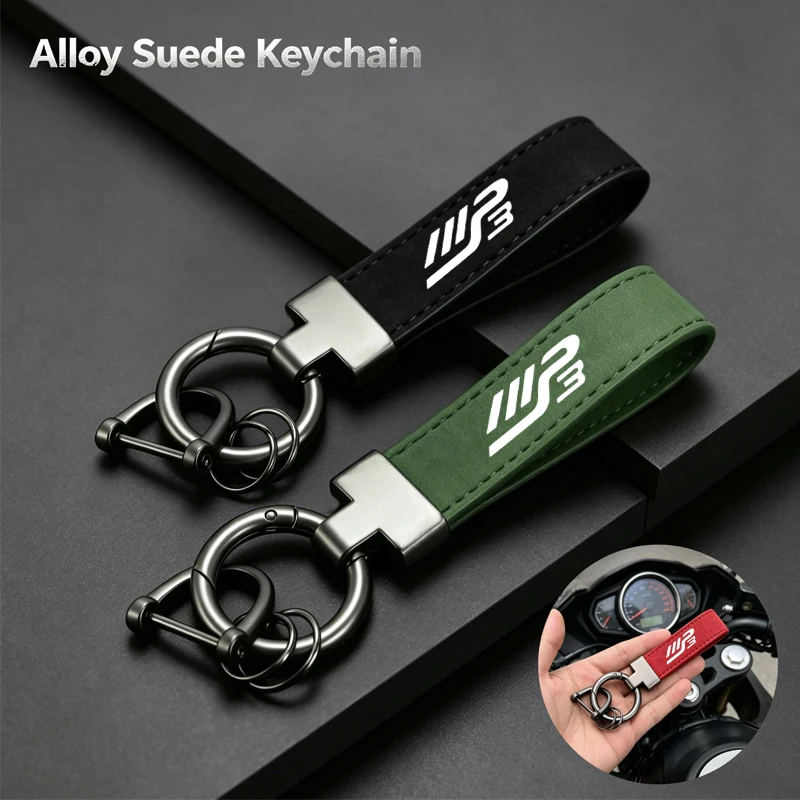 Motorcycle Keyring Deluxe High-Grade Leather Suede Keychain Accessories For Piaggio MP3 125 300 400 500 MP3125 MP3300 MP3500