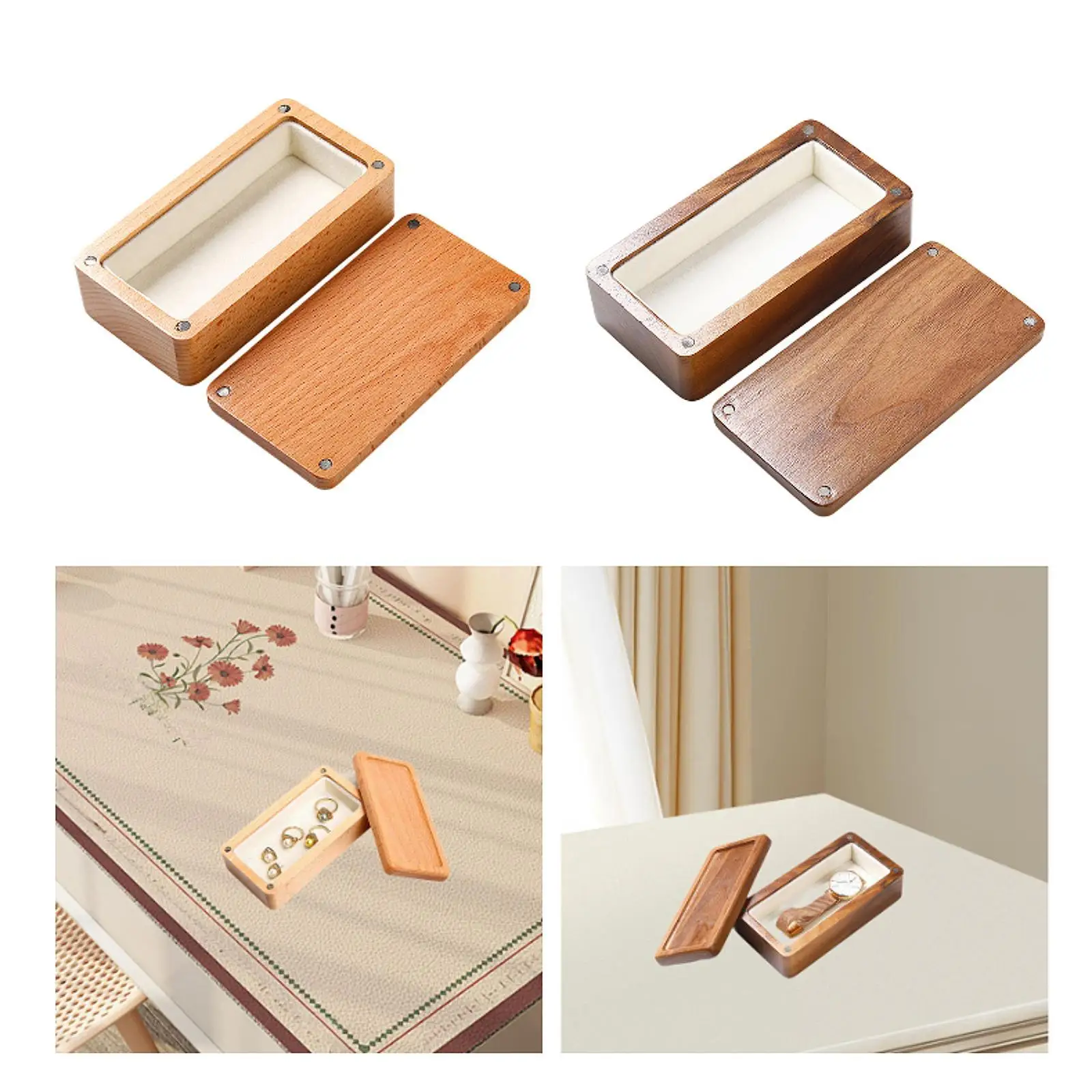 

Wooden Jewelry Box Decorative Jewellery Storage Case Necklace Earrings Organizer for Bracelets Bangles Charms Crafts Party