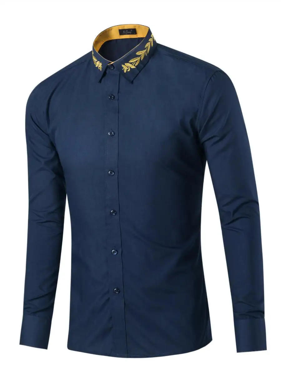 فضفاض طويل Sve للرجال irt لون نقي مطرز طوق M Faion مريح مناسب irt ملابس غير رسمية للخريف #3