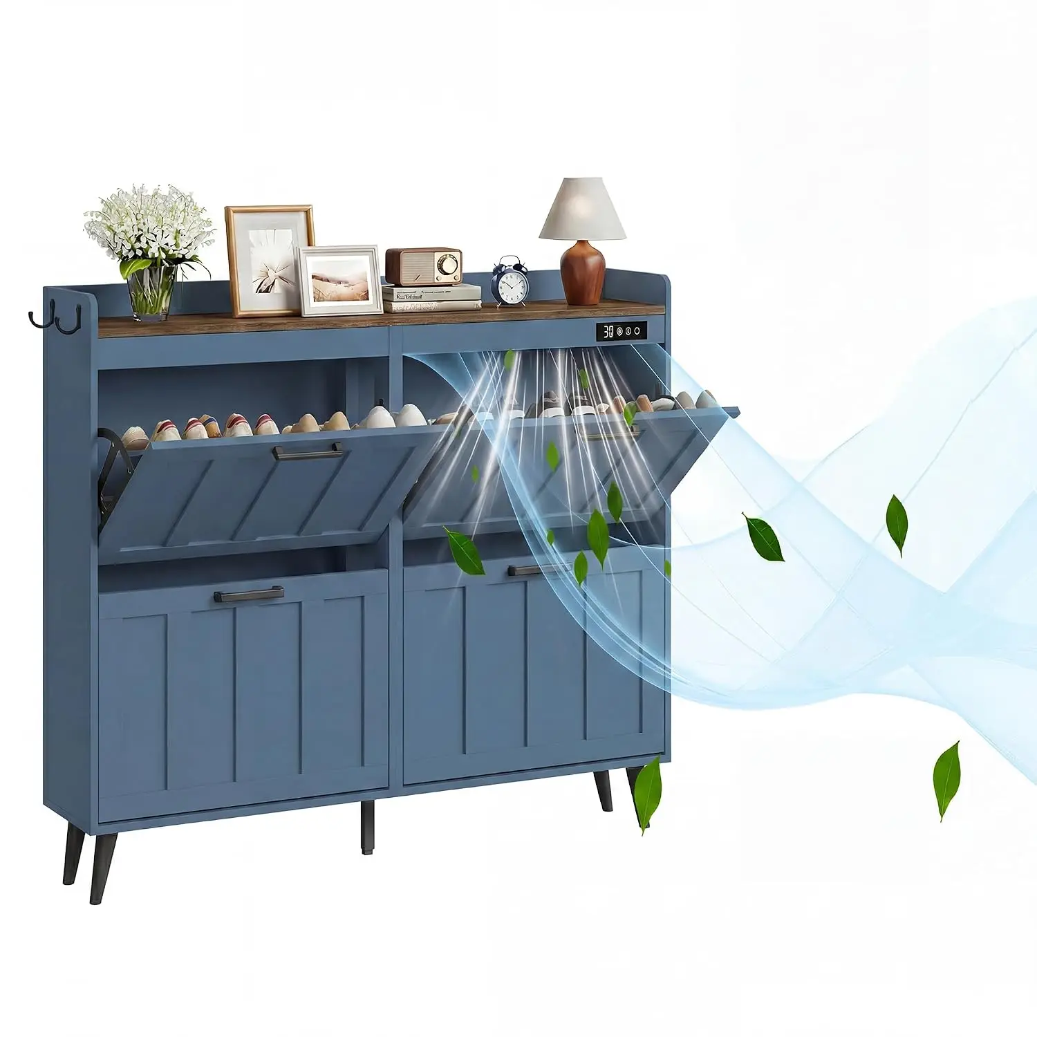 Shoe Storage Cabinet 4 Flip Drawers Deodorizer Entryway Organizer, Customized