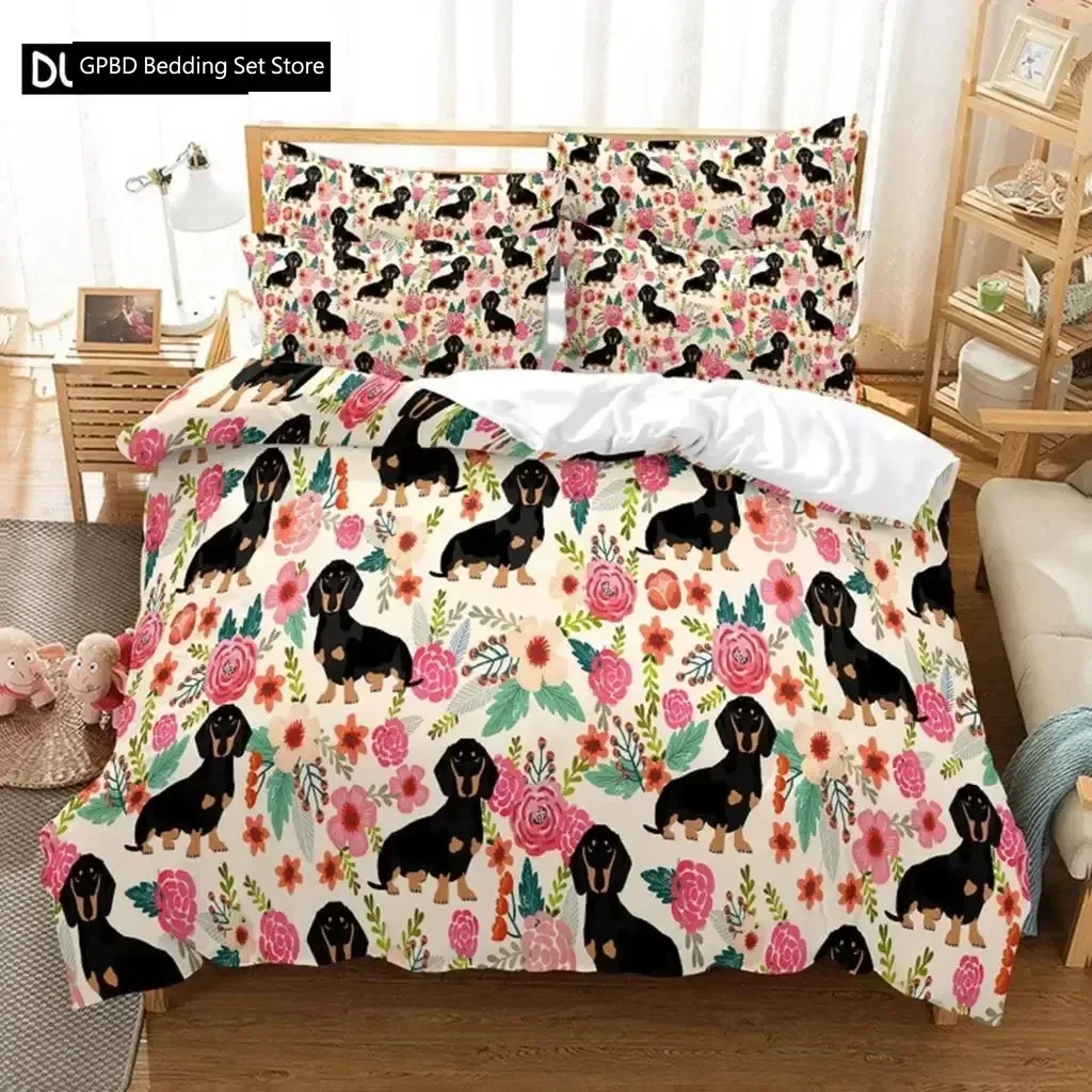 

Lovely Dog Comfortable Duvet Quilt Cover Pillowcase Bedding Set Children Bedroom Decoration Home Textile