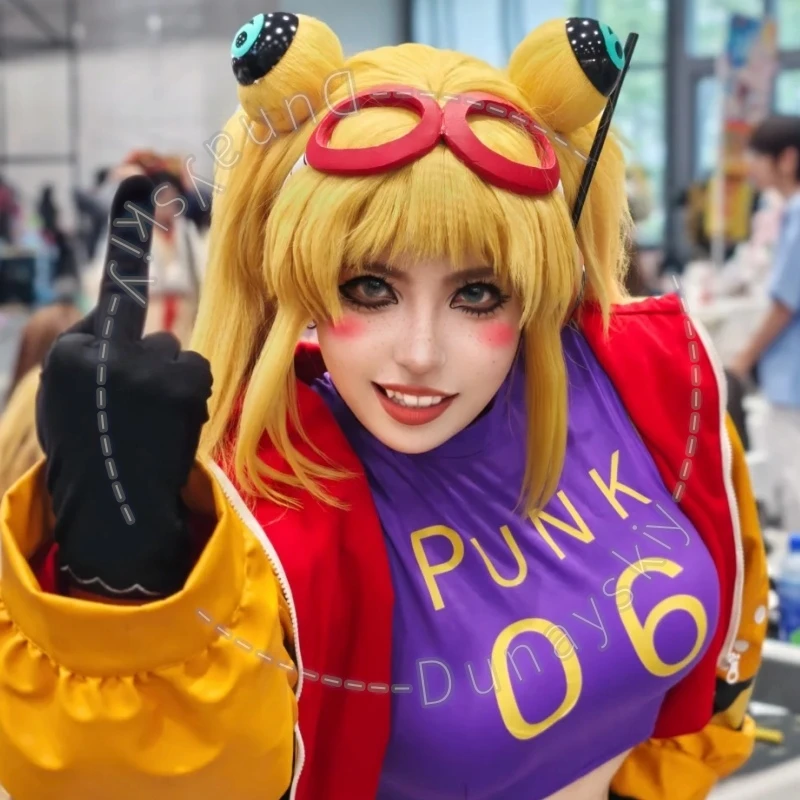 

York PUNK-06 Costume Sexy Dark Purple Swimming Uniform Lingerie Y2K Punk Orange Coat Wigs Halloween Cosplay Anime Movie Red