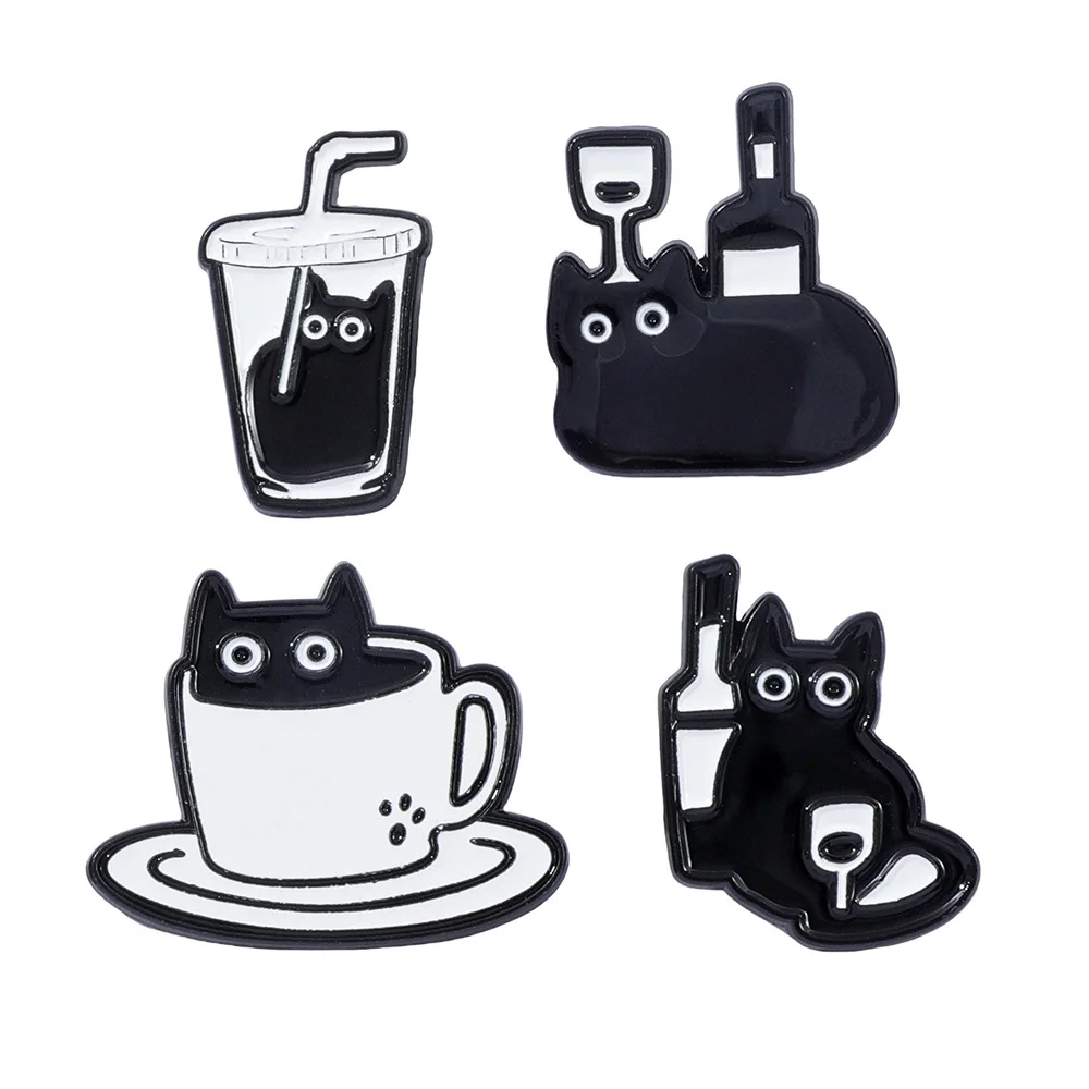 

1 Set Adorable Cartoon Creative Personalized Black Cat Metal Badge Black Cat Alloy Brooch Accessory Pin Decoration Fashion Toys