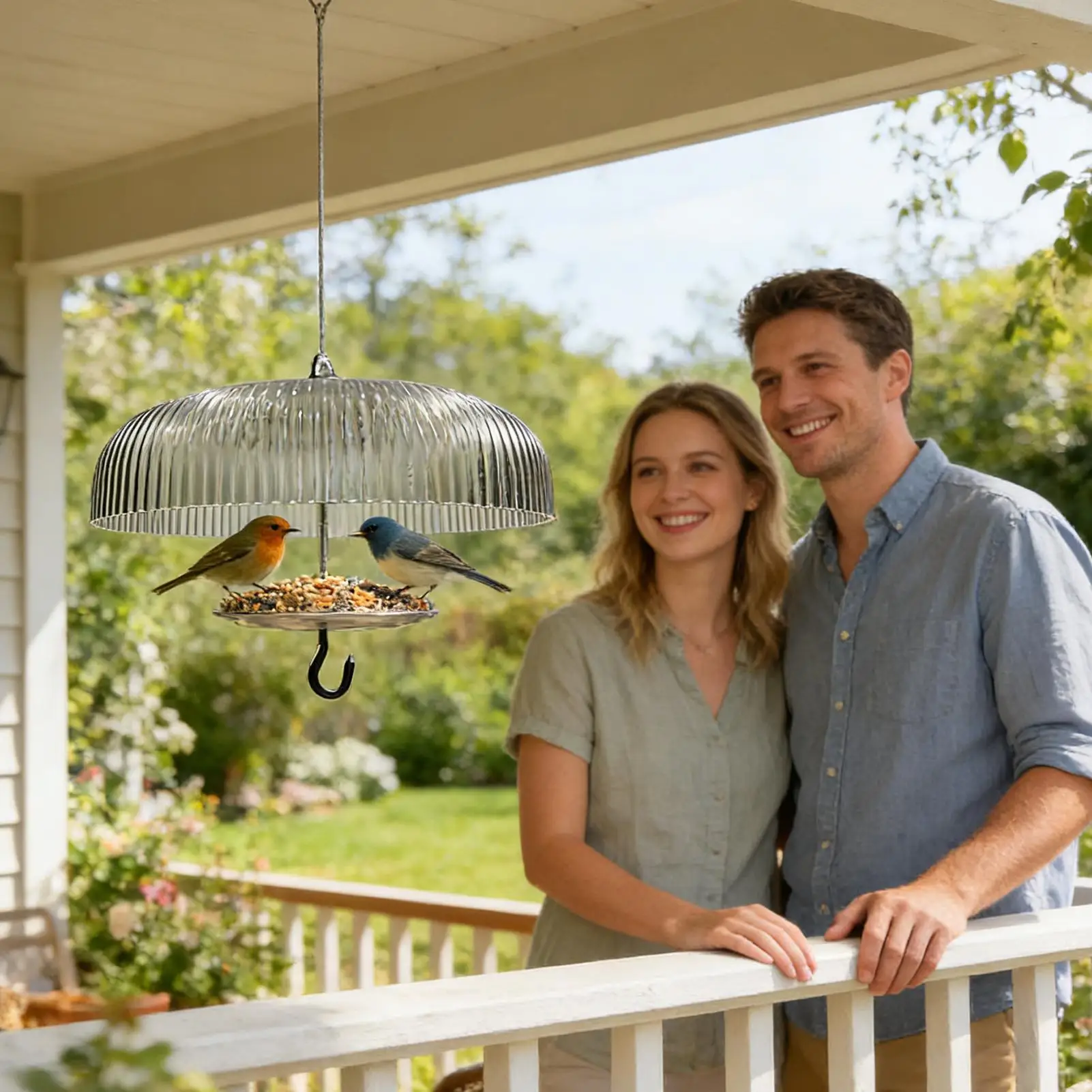 Increase The Dome Shaped Bird Food Feeder Cover To Prevent Rain Snow And Squirrels Providing Comprehensive Protection