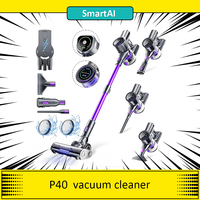 SmartAI P40 Cordless Vacuum Cleaner, 33KPa Suction Power, 55min Runtime, 400W Brushless Motor, LED Touch Screen, 1.3L Dustbin