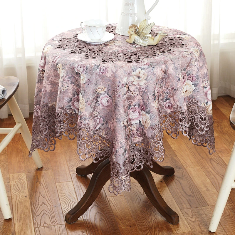 

Table Cloth Round Pastoral Table Cover Dining Table Cloths Turntable Folding Home Embroidery Lace Flower House Towel Chair Cover