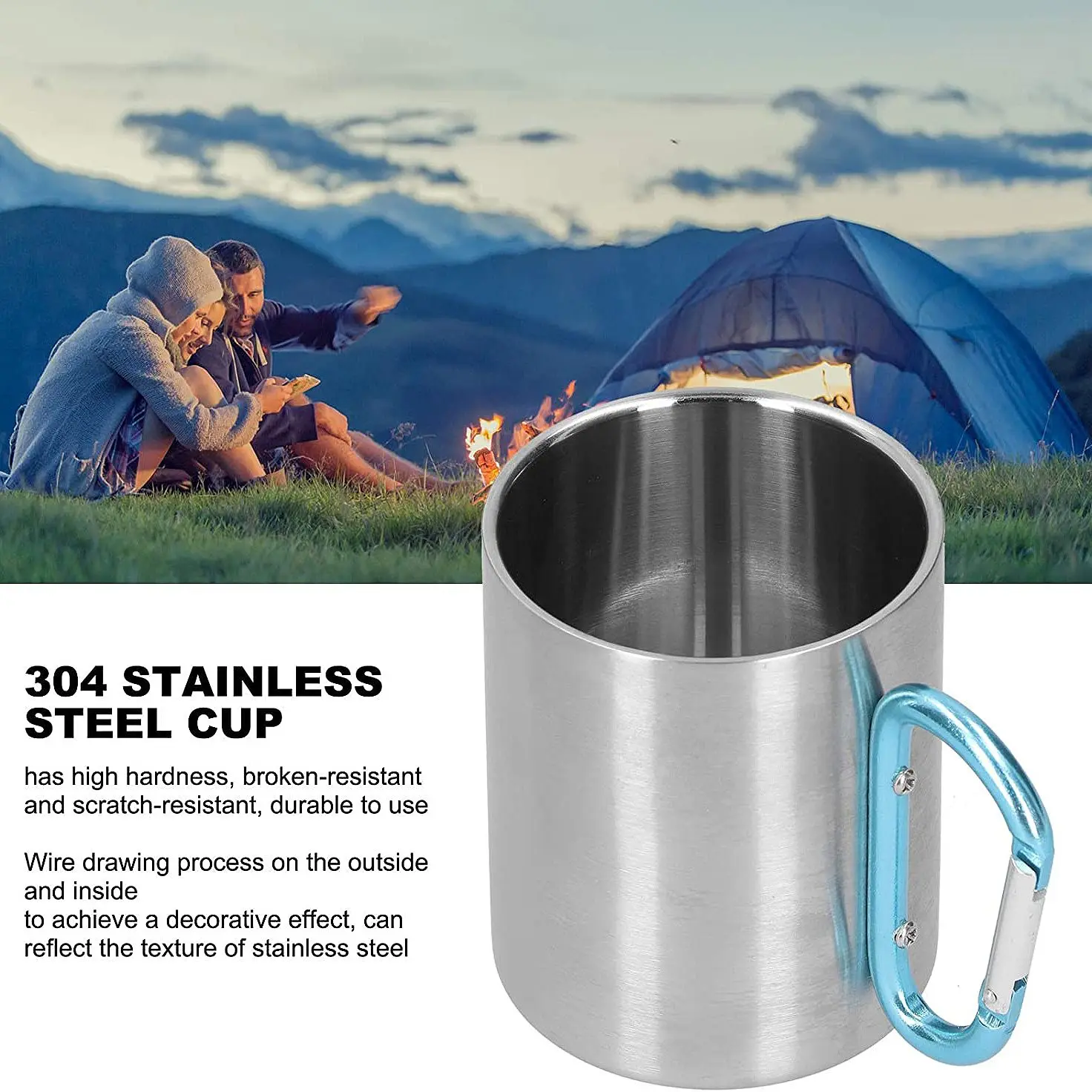 12 Oz Camping Coffee Cup Stainless Steel Home Office Coffee Cup Tea Cup Hot and Cold Drink