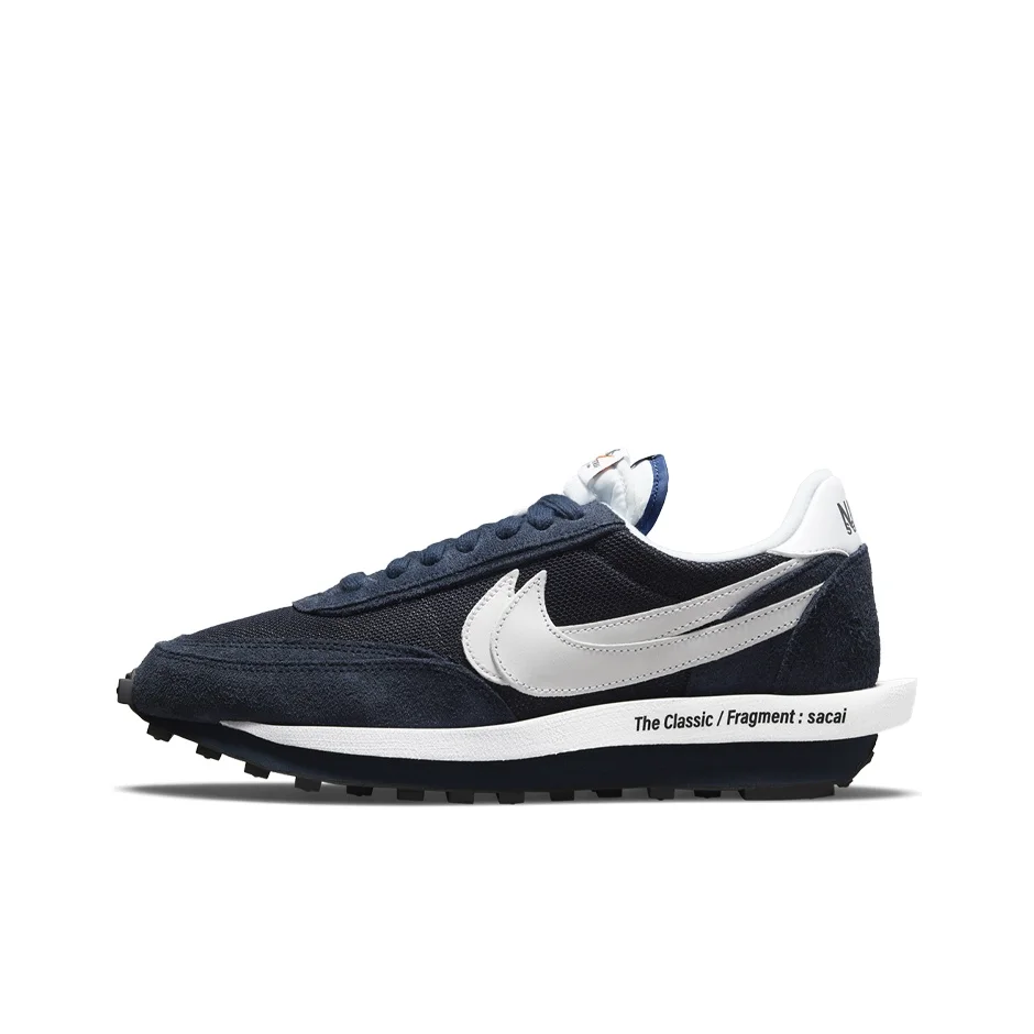 Fragment Design X Sacai X Nike LDWaffle Casual Shoes Unisex Low Top Navy Blue/White DH2684-400