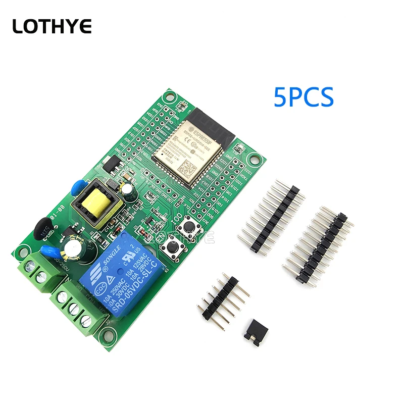 

5PCS AC Powered 1R ESP32-WROOM WIFI Bluetooth BLE Single Relay ESP32 Development Board AC-DC Switching Power Supply Module