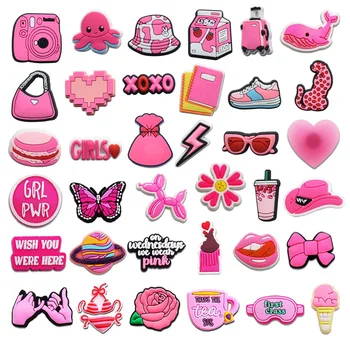 PVC 구두 매력 정원 구두 장식 핑크 소녀 곰 개 가방 버클 가방 핀 방해물 액세서리 팔찌 여자 여자 선물