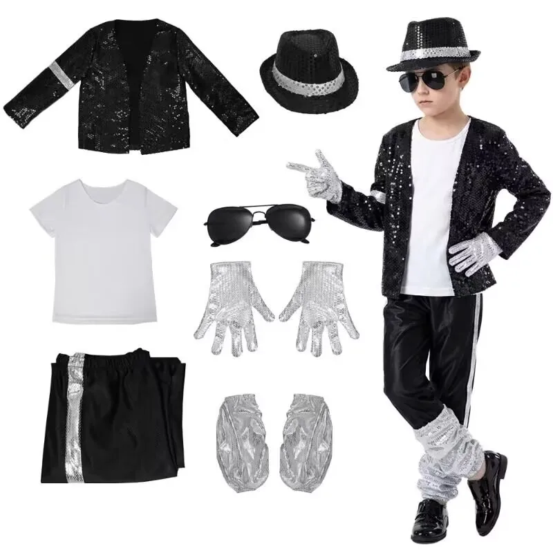Kids Boys Michael Jackson Cosplay Costume 80s Hip-hop Jazz Stage Performance Clothes Halloween Party Outfit Suit Dance Wear view 4