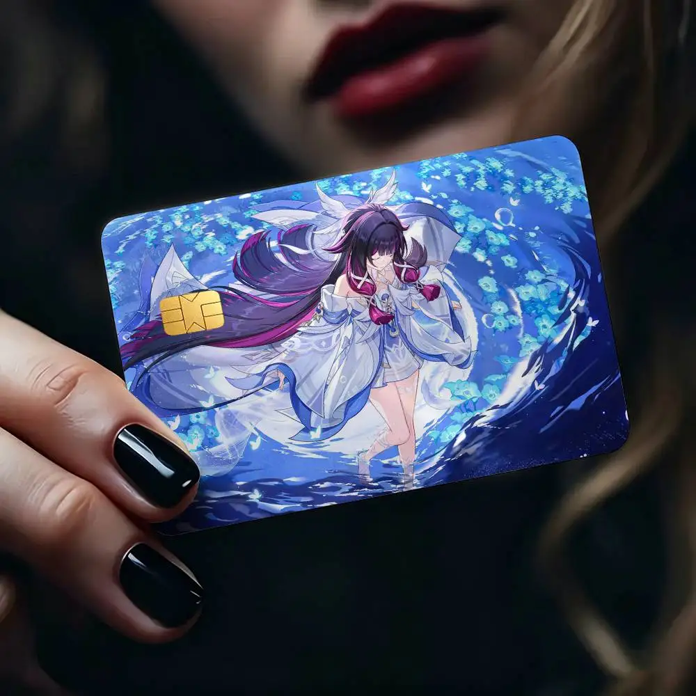 Moon Maiden C-Columbina G-Genshin-I 1Set 4Pcs Card Skin Sticker Waterproof Decorative Film for Credit Debit Bank Bus IC Card