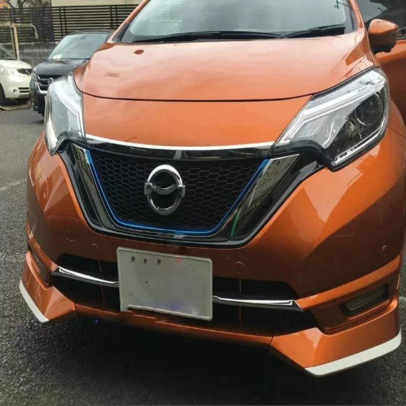 For Nissan Note E12 E-power 2016-2019  ABS Chrome Front Bottom Bumper Protector Lower  Grill Grille Hood Cover Car Accessories