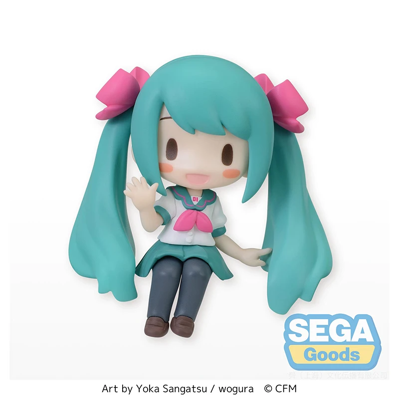 Echt SEGA VOCALOID Hatsune Miku 16th Anniversary Bean Eye Mini Handgemaakte Anime Action Figure Model Speelgoed Cadeau voor Verjaardag