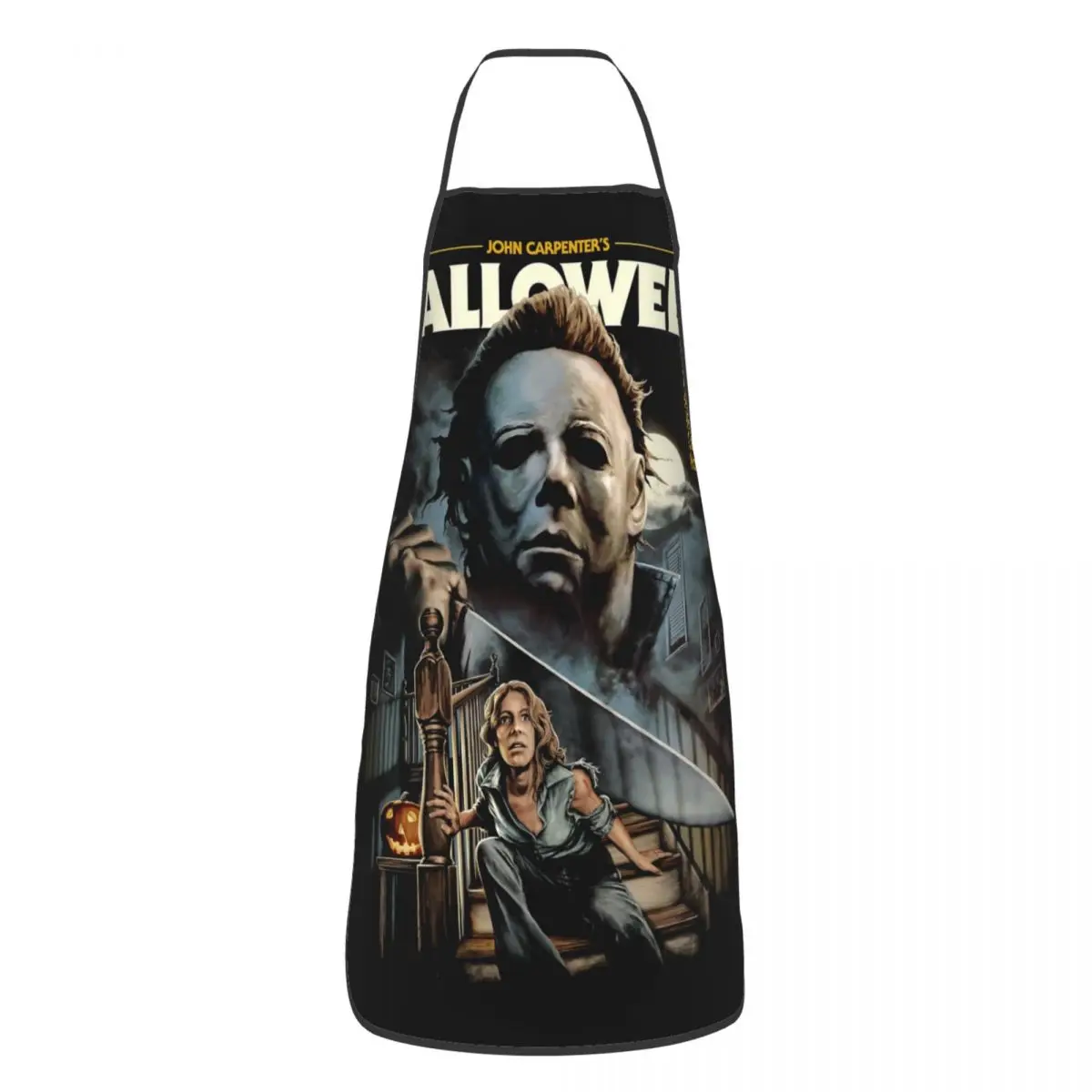 Unisex Halloween Michael Myers Bib Apron Adult Women Men Chef Tablier Cuisine for Cooking Kitchen Horror Movie Baking