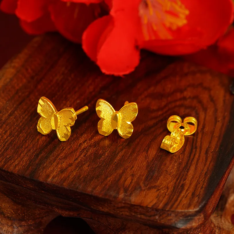 

Natural 14K Gold Color Butterfly Stud Earrings for Women Timeless Design Delicate Female Wedding Fine Jewelry Luxury Earrings