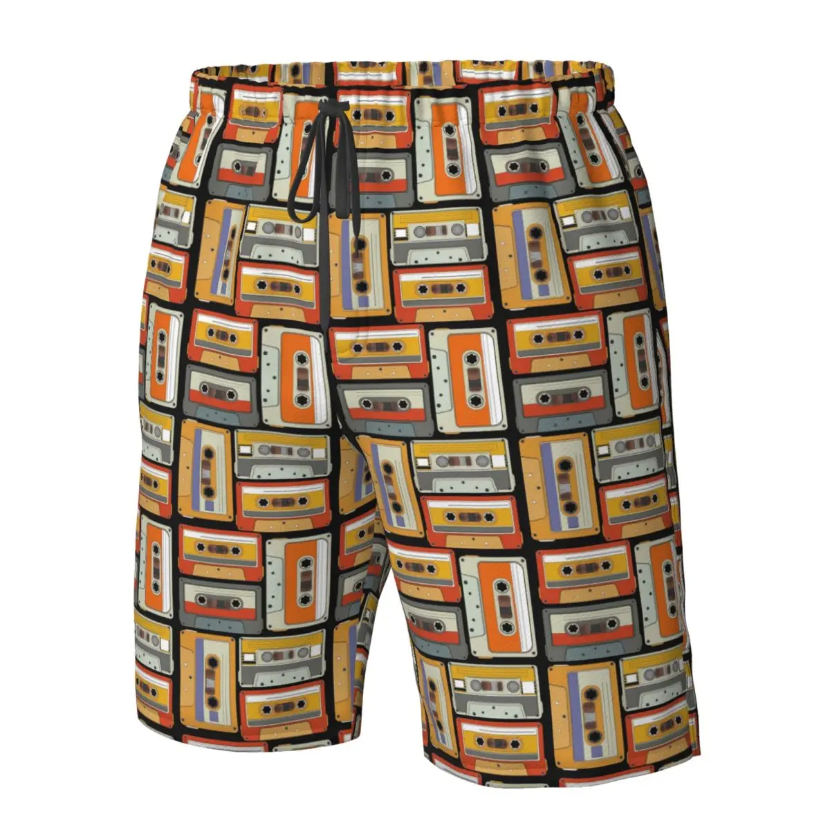 80s Generation Vintage Cassettes Trunks Beach Board Shorts Casual Quick Dry Swim Summer Men Pants