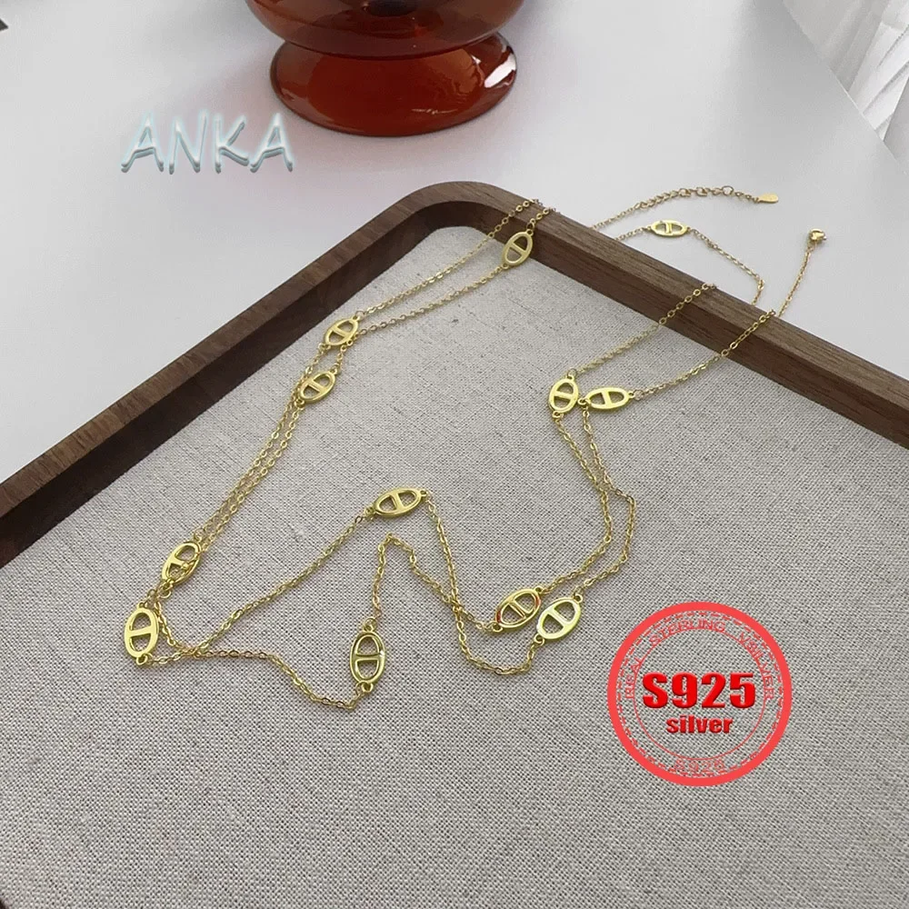 silver 925 necklace pig nose k gold necklace high quality simple geometric collarbone chain jewellery women gold 925 necklace