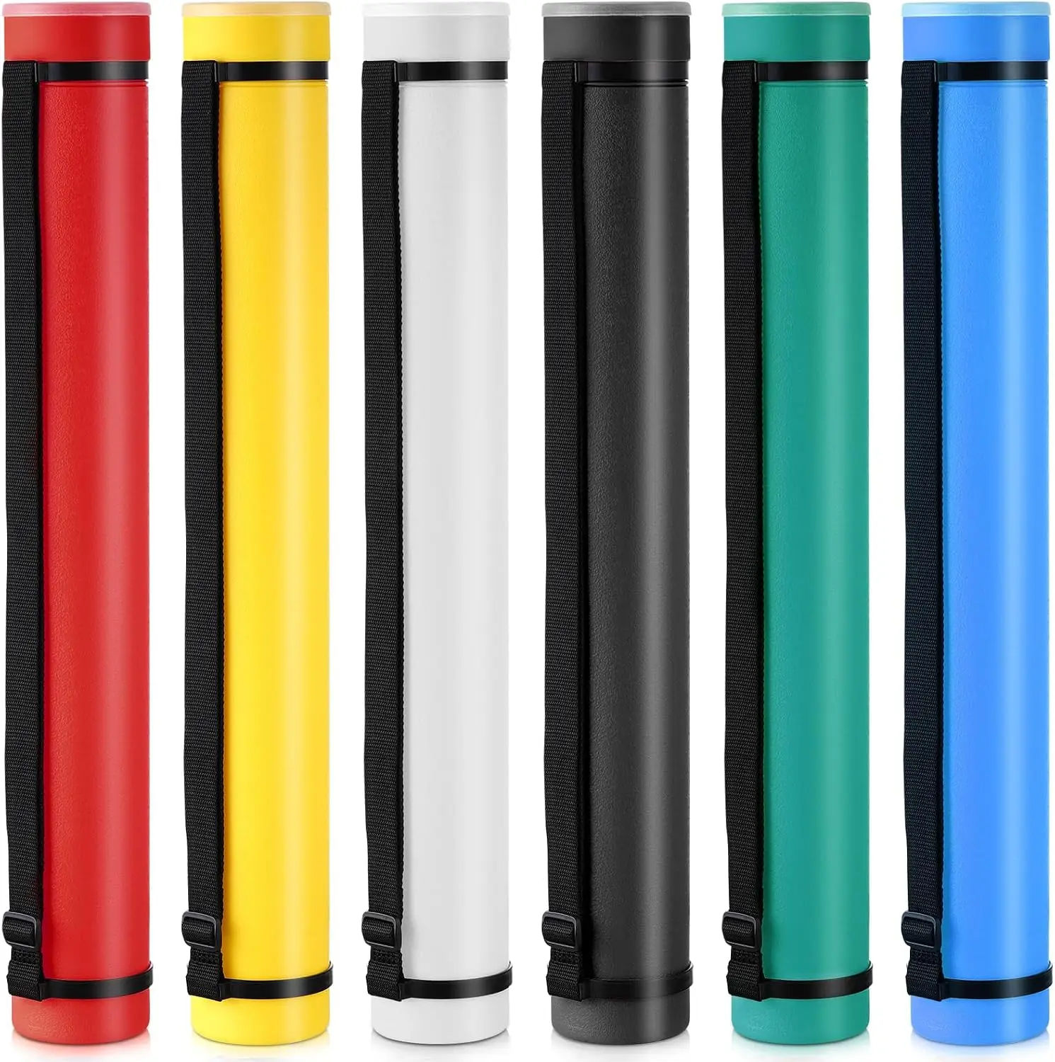 6 Pcs Expandable Poster Tubes Bulk, 24"- 40" Extendable Blueprint Tube with Shoulder Strap Waterproof Portable Durable Round Cases for Drawing, Poster, Office Bulk Supply(Neutral Color)