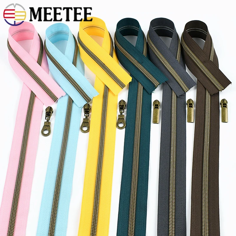 1-10M 5# Bronze Nylon Zippers + Slider Coat Clothes Zip Tape By Meter Bag Shoes Zipper Closure Repair