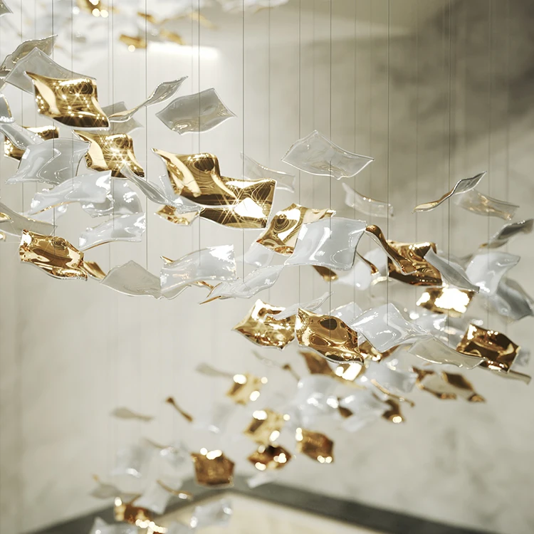 

New Trend Indoor Lighting Hotel Lobby Villa Ceiling Bedroom Living Room Led Leaf Chandeliers Lamps