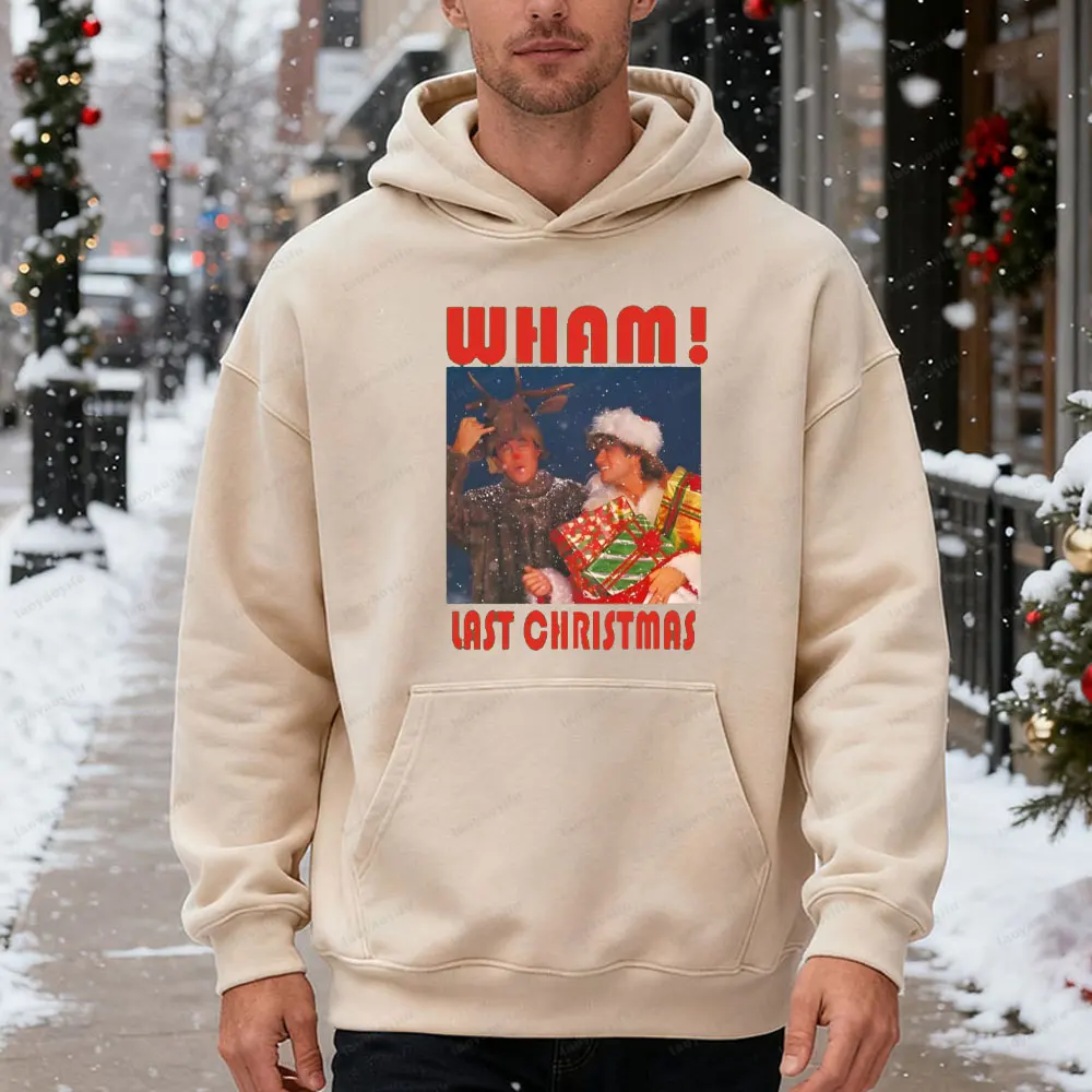 Wham آخر عيد الميلاد الرجال البلوز الرجعية 80s الفرقة عيد الميلاد هدية مضحك الموسيقى عاشق عيد الميلاد عرق الكلاسيكية عطلة هدية البلوز القمم #2