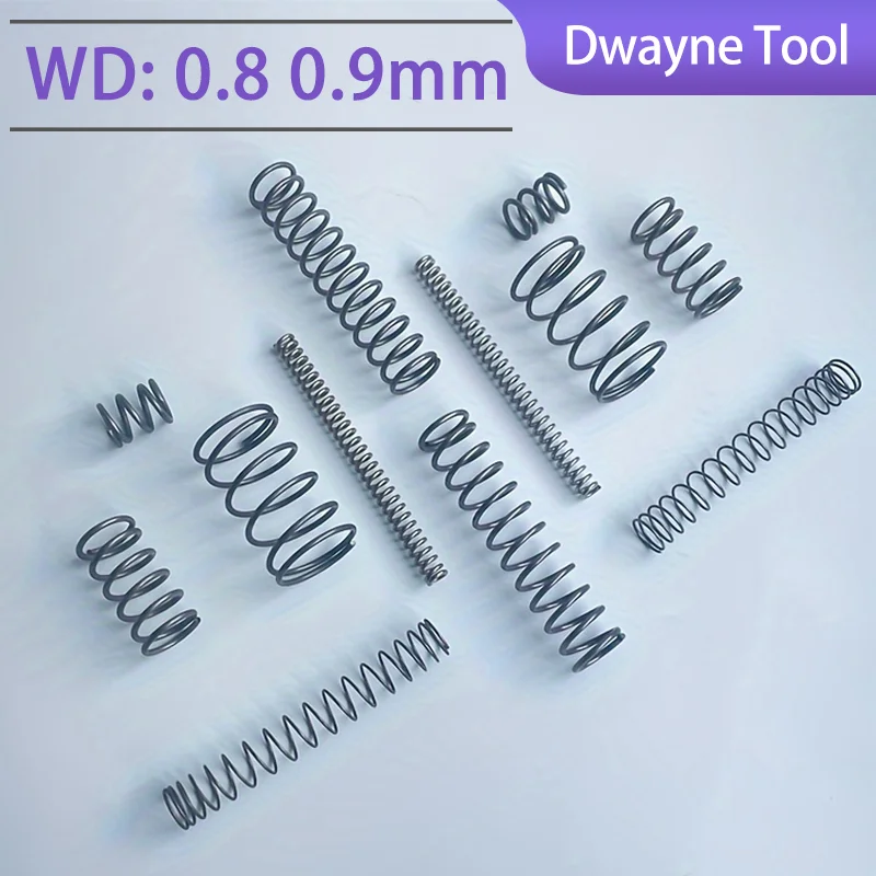 Compression Spring miniature 0.8/0.9mm Wire Dia, 5mm-18mm OD,5mm-50mm Free Length Spring Steel Extension Spring,Black,10Pcs