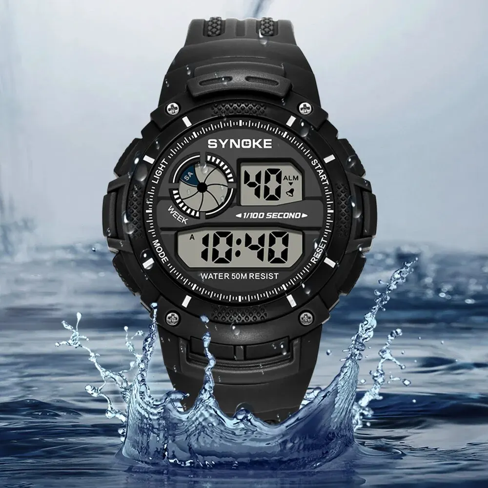 SYNOKE Outdoor Military Digital Watch For Men Fashion Retro Men Watch Sports Waterproof Men Watch Multifunctional Luminous