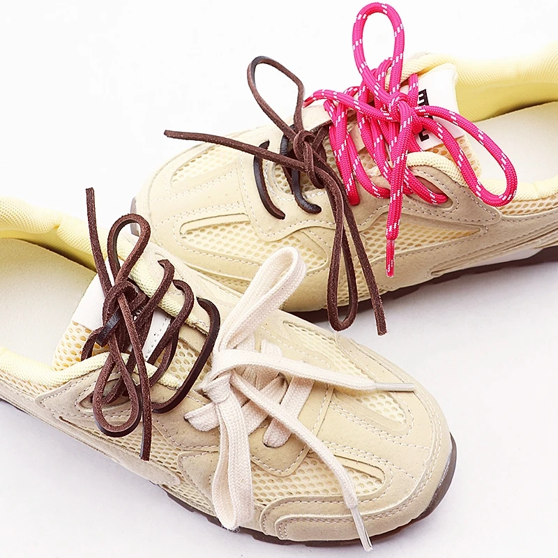 Neue Seilschnürsenkel Modische Flache Langlebige Sport-Trainingsschnürsenkel für Schuhe Unisex Schnürsenkel-Kombination Retro Runde Lederschnürsenkel