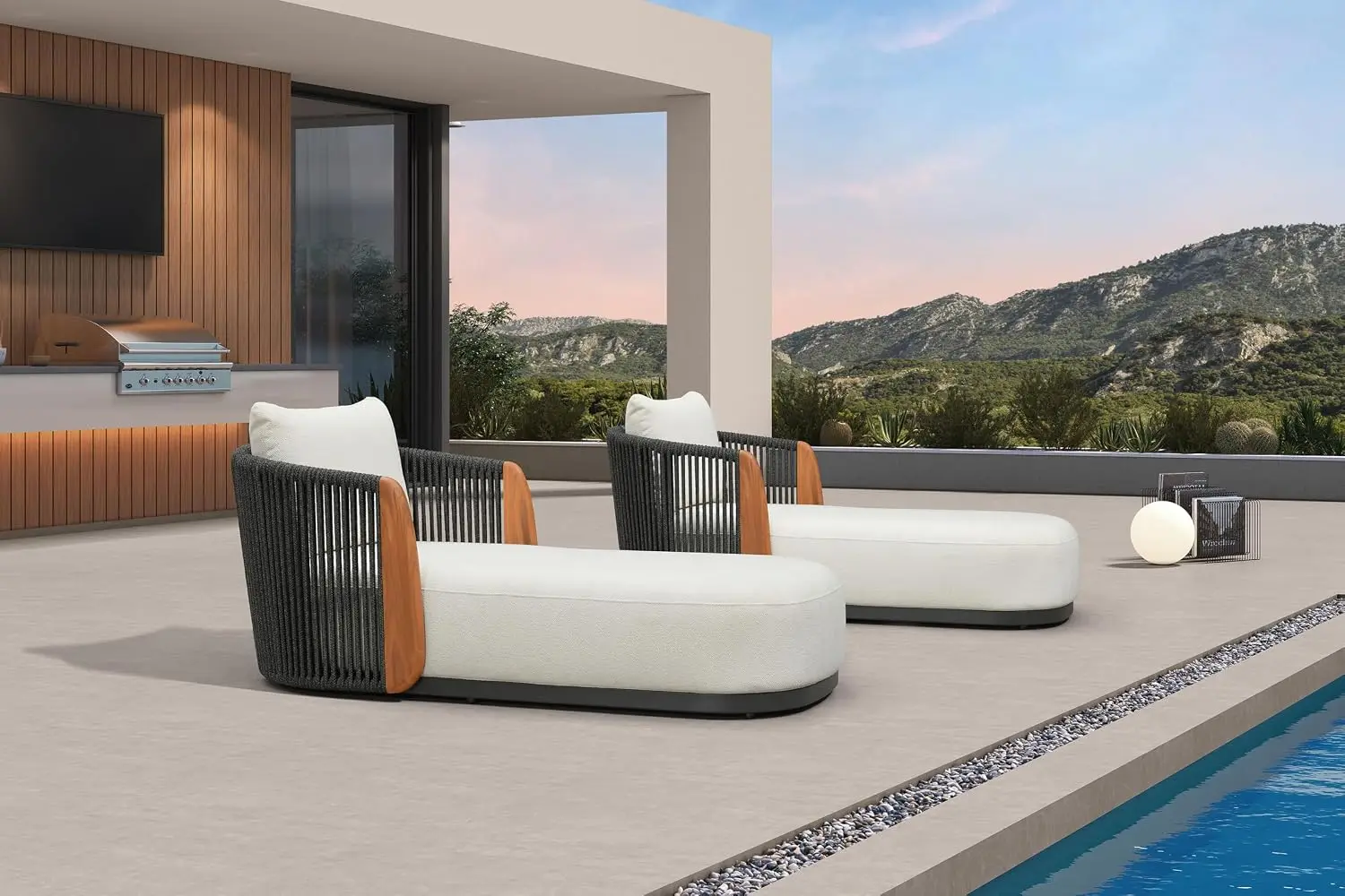 Pool Lounge Chairs Set of 2 Plush 10