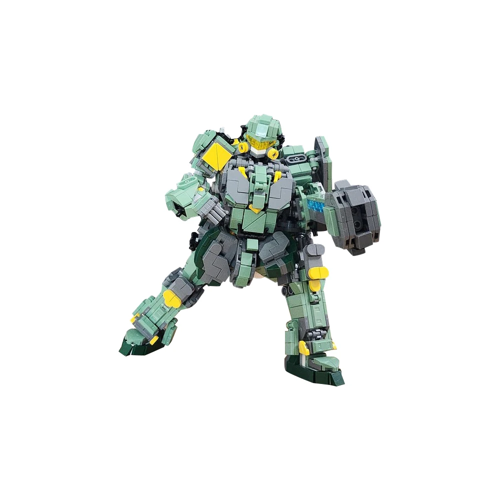 MOC- 186351   Wersja Mech zielony typ 2. klocki zbroja Mech figurka DIY kreatywne zabawki edukacyjne prezent dla dzieci